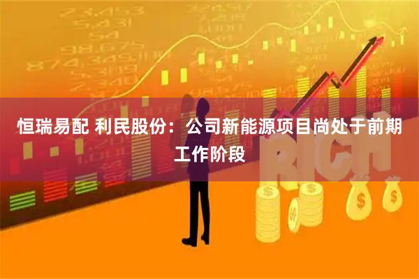 恒瑞易配 利民股份：公司新能源项目尚处于前期工作阶段
